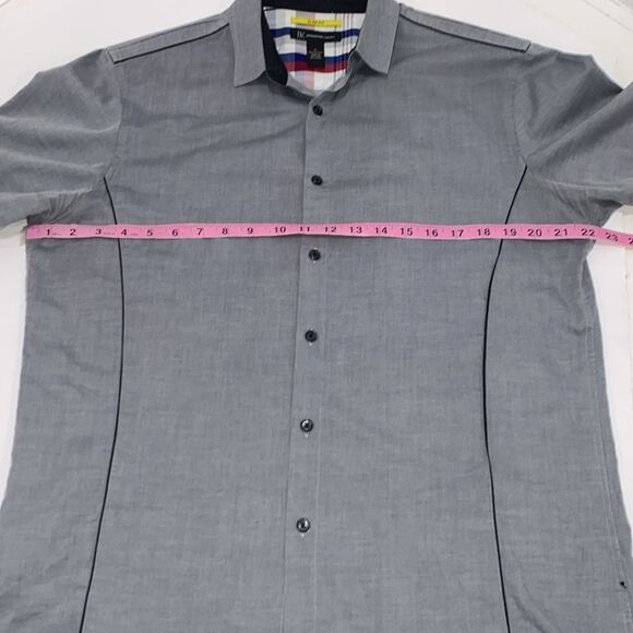 INC International Concepts Men's Gray Slim Fit Cotton Short Sleeve Shirt - Picture 7 of 9